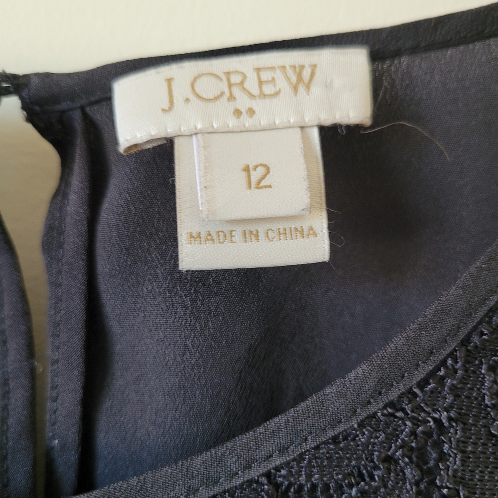 J. Crew Black lace short sleeve blouse sz 12 - Picture 4 of 6